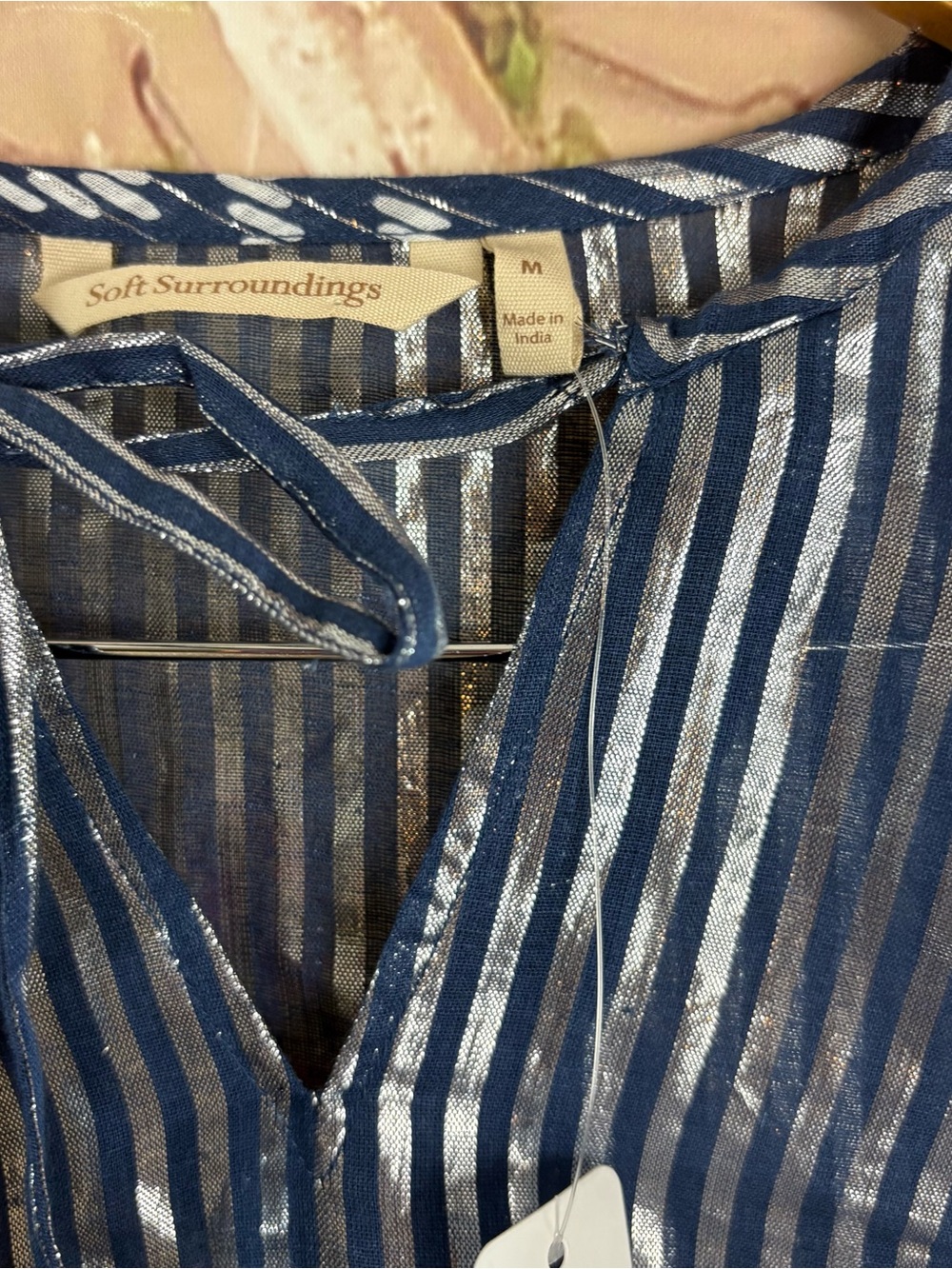NEW Soft Surrounding Brillar Navy Patterned Foil Tiered Maxi Skirt and Top Set - Picture 5 of 13